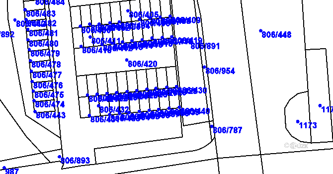 Parcela st. 806/429 v KÚ Malešice, Katastrální mapa
