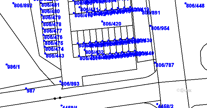 Parcela st. 806/435 v KÚ Malešice, Katastrální mapa