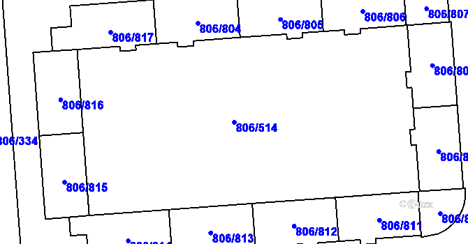 Parcela st. 806/514 v KÚ Malešice, Katastrální mapa