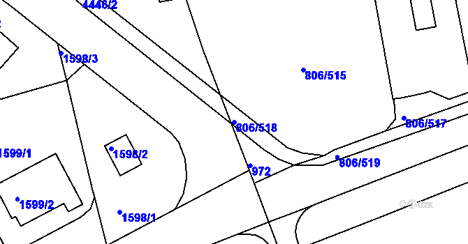 Parcela st. 806/518 v KÚ Malešice, Katastrální mapa
