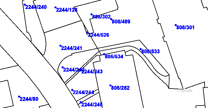 Parcela st. 806/534 v KÚ Malešice, Katastrální mapa
