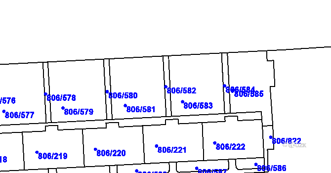 Parcela st. 806/582 v KÚ Malešice, Katastrální mapa