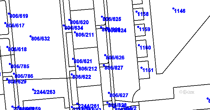 Parcela st. 806/626 v KÚ Malešice, Katastrální mapa