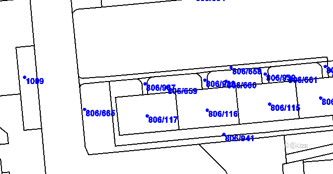 Parcela st. 806/659 v KÚ Malešice, Katastrální mapa