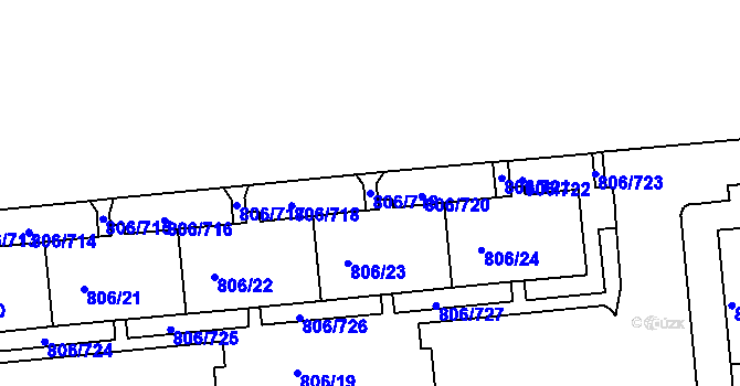 Parcela st. 806/719 v KÚ Malešice, Katastrální mapa