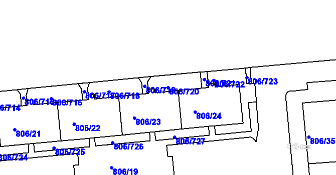 Parcela st. 806/720 v KÚ Malešice, Katastrální mapa