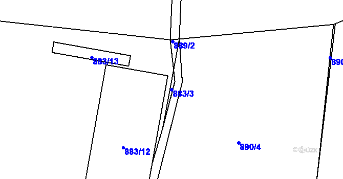 Parcela st. 883/3 v KÚ Malešice, Katastrální mapa