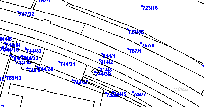 Parcela st. 914/1 v KÚ Malešice, Katastrální mapa