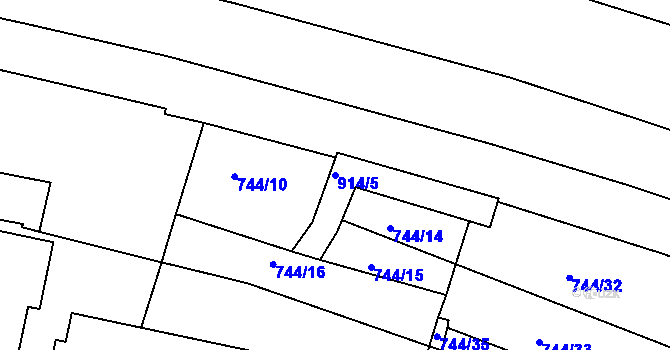 Parcela st. 914/5 v KÚ Malešice, Katastrální mapa