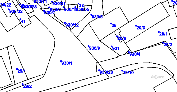 Parcela st. 930/9 v KÚ Malešice, Katastrální mapa