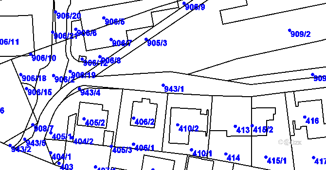 Parcela st. 943/1 v KÚ Malešice, Katastrální mapa