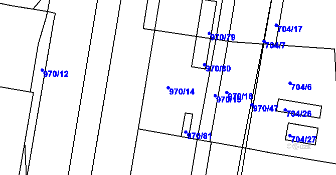 Parcela st. 970/14 v KÚ Malešice, Katastrální mapa