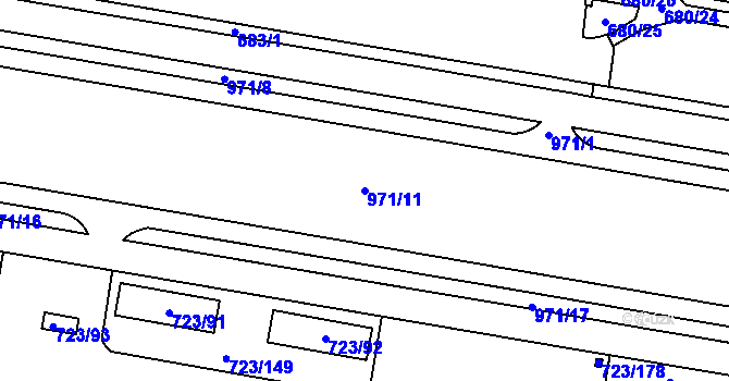 Parcela st. 971/11 v KÚ Malešice, Katastrální mapa