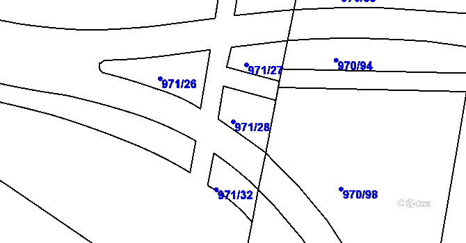 Parcela st. 971/28 v KÚ Malešice, Katastrální mapa