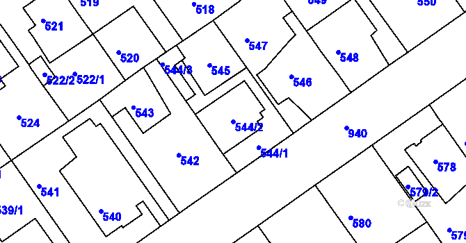 Parcela st. 544/2 v KÚ Malešice, Katastrální mapa