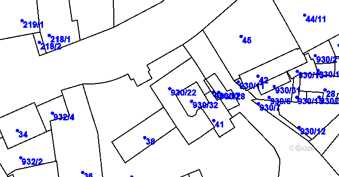 Parcela st. 930/22 v KÚ Malešice, Katastrální mapa