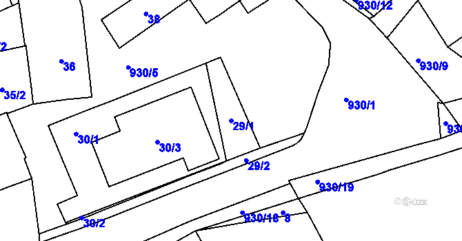 Parcela st. 29/1 v KÚ Malešice, Katastrální mapa