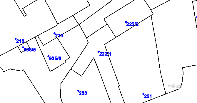 Parcela st. 222/1 v KÚ Malešice, Katastrální mapa