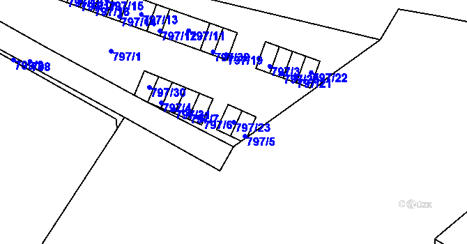 Parcela st. 797/23 v KÚ Malešice, Katastrální mapa