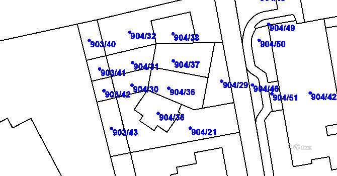 Parcela st. 904/36 v KÚ Malešice, Katastrální mapa