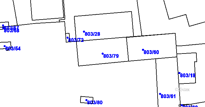 Parcela st. 803/79 v KÚ Malešice, Katastrální mapa