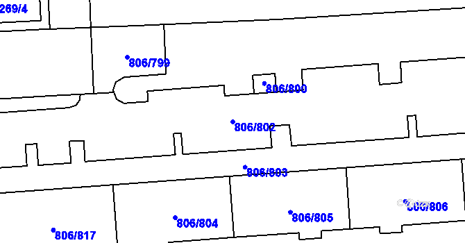 Parcela st. 806/802 v KÚ Malešice, Katastrální mapa