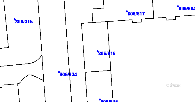 Parcela st. 806/816 v KÚ Malešice, Katastrální mapa