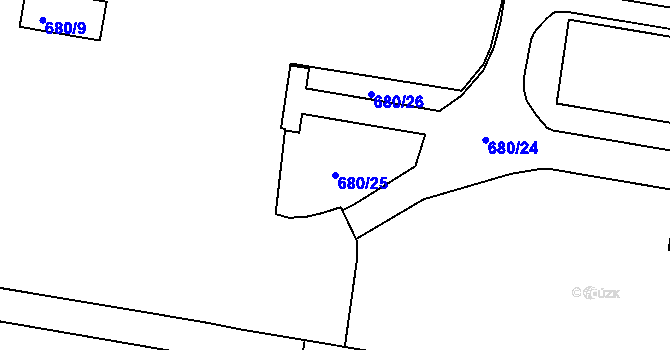 Parcela st. 680/25 v KÚ Malešice, Katastrální mapa