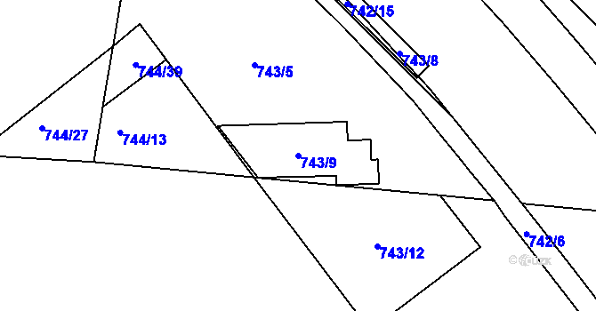 Parcela st. 743/9 v KÚ Malešice, Katastrální mapa