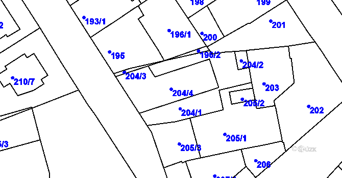 Parcela st. 204/4 v KÚ Malešice, Katastrální mapa