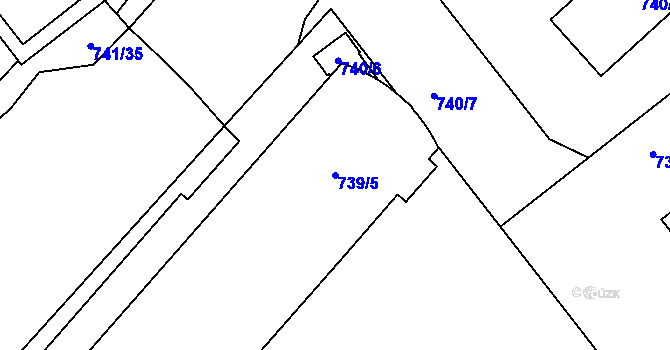 Parcela st. 739/5 v KÚ Malešice, Katastrální mapa