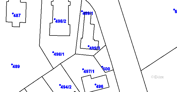 Parcela st. 499/3 v KÚ Malešice, Katastrální mapa