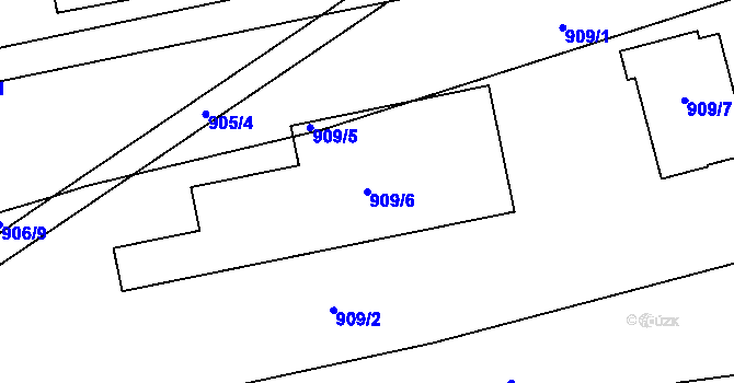 Parcela st. 909/6 v KÚ Malešice, Katastrální mapa