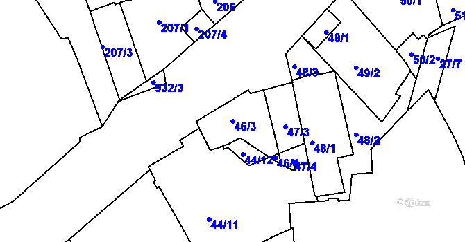 Parcela st. 46/3 v KÚ Malešice, Katastrální mapa