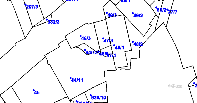 Parcela st. 46/4 v KÚ Malešice, Katastrální mapa