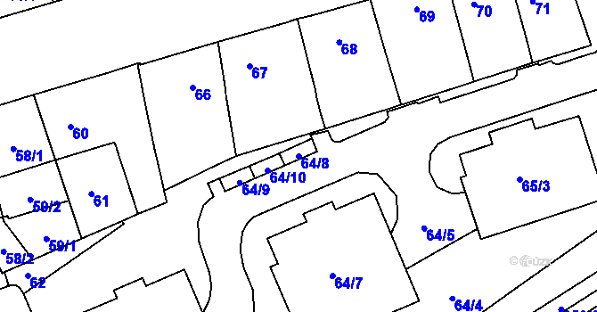 Parcela st. 64/8 v KÚ Malešice, Katastrální mapa
