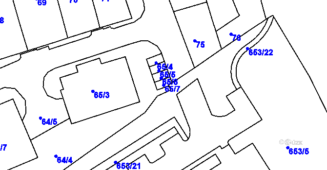 Parcela st. 65/7 v KÚ Malešice, Katastrální mapa