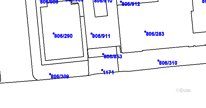 Parcela st. 806/853 v KÚ Malešice, Katastrální mapa