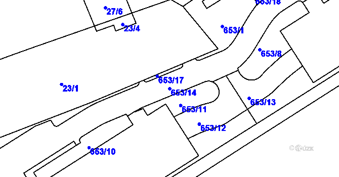 Parcela st. 653/14 v KÚ Malešice, Katastrální mapa
