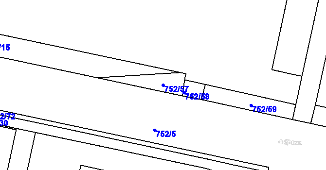 Parcela st. 752/57 v KÚ Malešice, Katastrální mapa