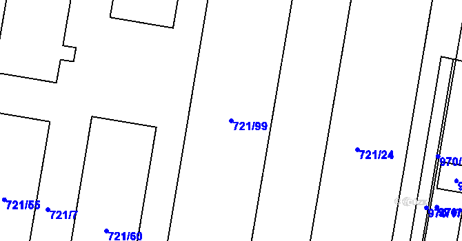 Parcela st. 721/99 v KÚ Malešice, Katastrální mapa