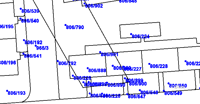 Parcela st. 806/901 v KÚ Malešice, Katastrální mapa