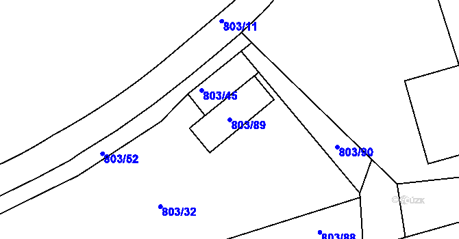 Parcela st. 803/89 v KÚ Malešice, Katastrální mapa