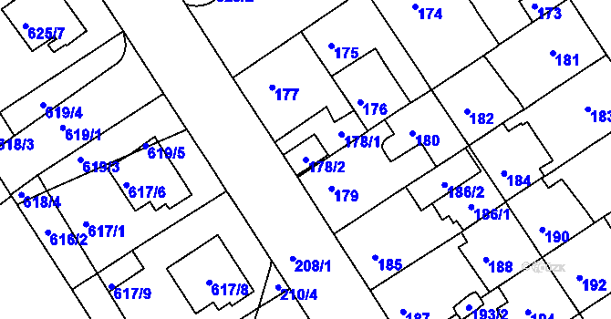Parcela st. 178/2 v KÚ Malešice, Katastrální mapa