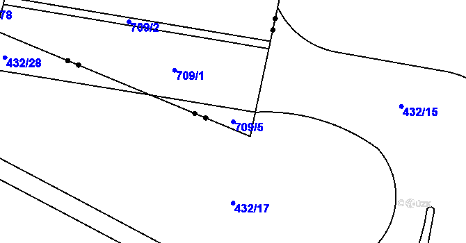 Parcela st. 709/5 v KÚ Malešice, Katastrální mapa