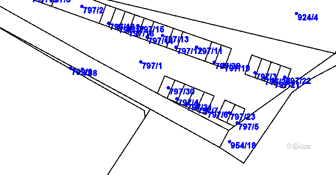 Parcela st. 797/30 v KÚ Malešice, Katastrální mapa
