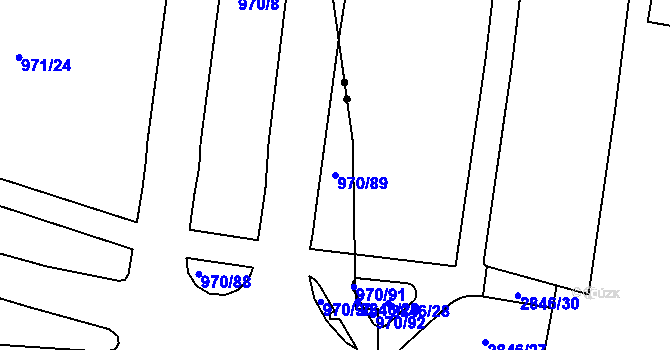 Parcela st. 970/89 v KÚ Malešice, Katastrální mapa
