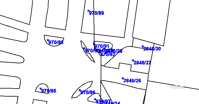 Parcela st. 970/92 v KÚ Malešice, Katastrální mapa