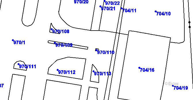 Parcela st. 970/110 v KÚ Malešice, Katastrální mapa