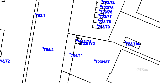 Parcela st. 723/173 v KÚ Malešice, Katastrální mapa